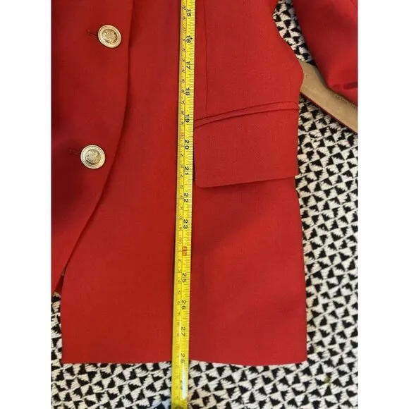 ZARA NEW WOMAN LONG BELTED BLAZER DRESS GOLD BUTTONS RED W/ VINTAGE BELT MEDIUM