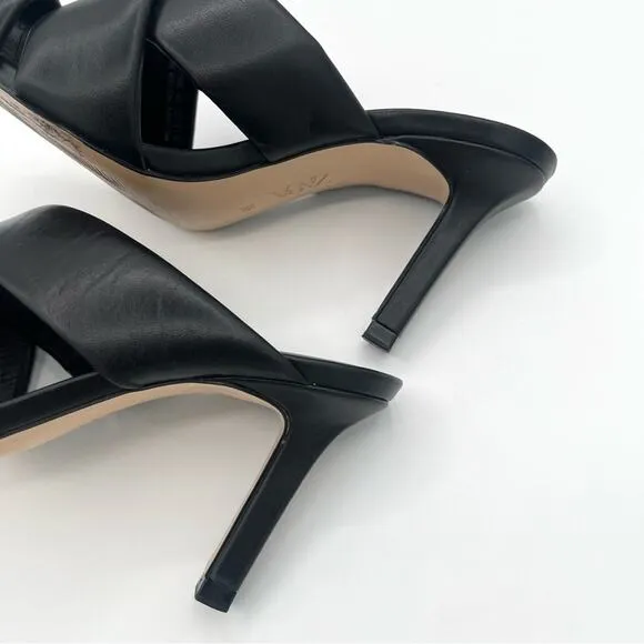 Zara padded leather mule cross strap blogger fav sandal black Sz 38 / 7.5