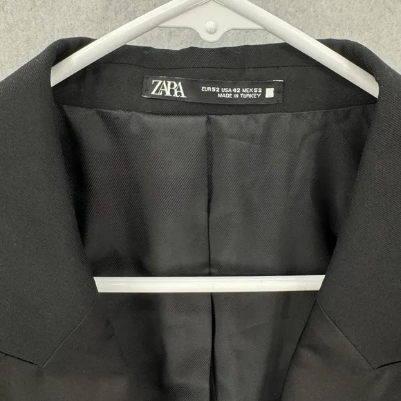 Zara Tuxedo Blazer Mens 42 Black Satin Peak Lapel Slim Fit Dress Jacket NWT