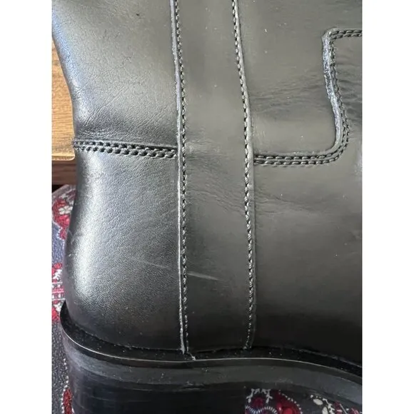 Zara Womens Leather Riding Boots Black US 7.5 EU 38 knee high 1007/010 NWd