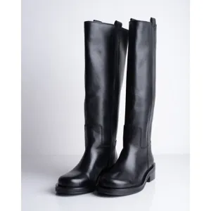 Zara Womens Leather Riding Boots Black US 7.5 EU 38 knee high 1007/010 NWd