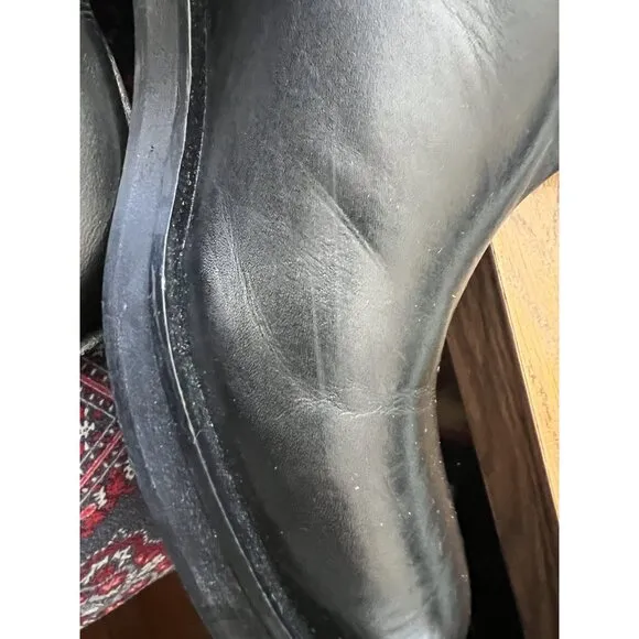 Zara Womens Leather Riding Boots Black US 7.5 EU 38 knee high 1007/010 NWd