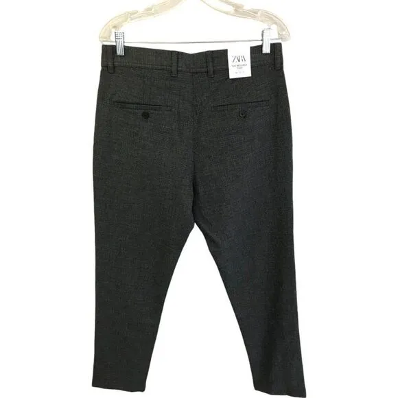 Zara Mens Melange Dress Pants EU 40 US 31 Dark Gray Bi-Slim Stretch 6861/448 NWT