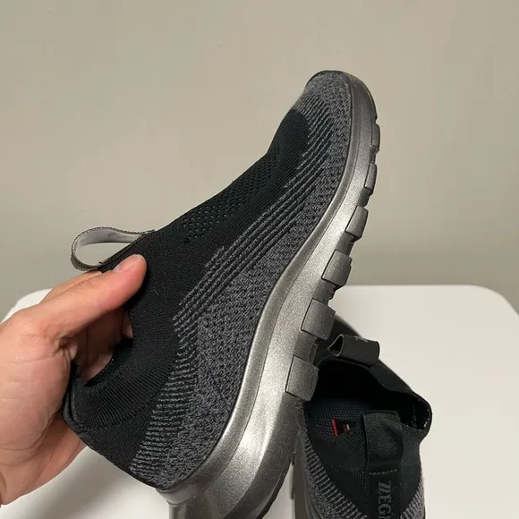 Zegna Techmerino Sock 2.0 Black Fabric Slip-on Comfort Shoes Men's US 8.5