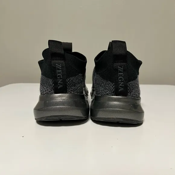 Zegna Techmerino Sock 2.0 Black Fabric Slip-on Comfort Shoes Men's US 8.5