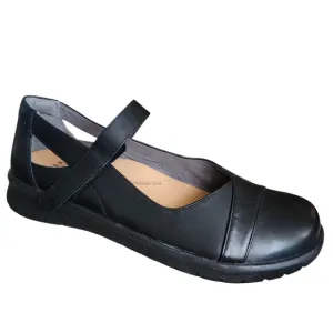 ZIERA Sofia Black Leather Hook &amp; Loop Mary Jane Orthotic  Comfort Shoes EU 41