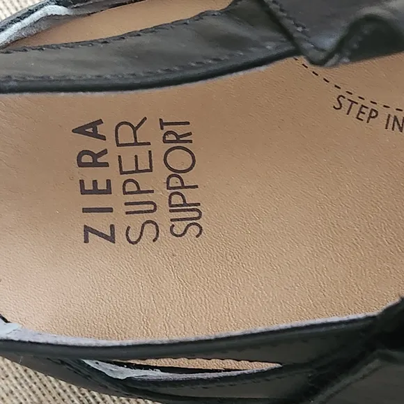 ZIERA Sofia Black Leather Hook &amp; Loop Mary Jane Orthotic  Comfort Shoes EU 41