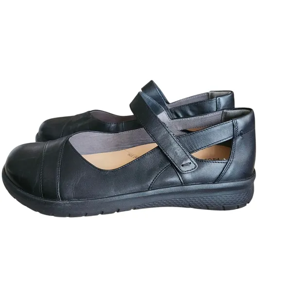 ZIERA Sofia Black Leather Hook &amp; Loop Mary Jane Orthotic  Comfort Shoes EU 41